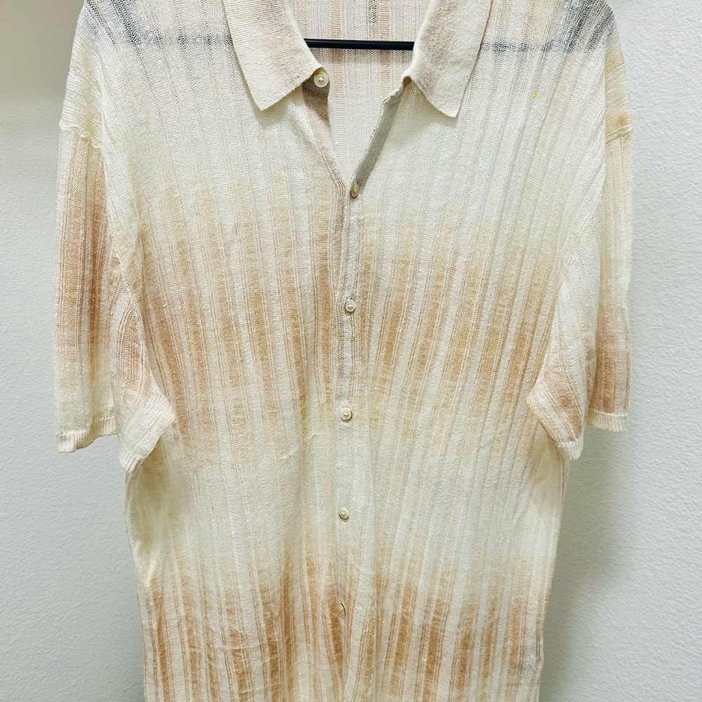 John Varvatos Cream Casual Button Down Shirt - Picture 3 of 11